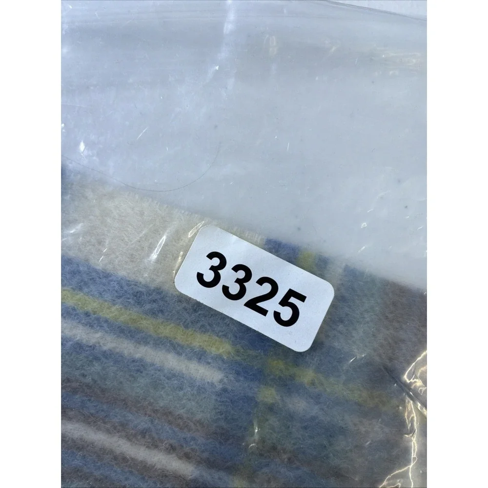 New Marchbrae Scarf 10x66 100% Lambswool Grey Light Blue Plaid Gorgeous Soft